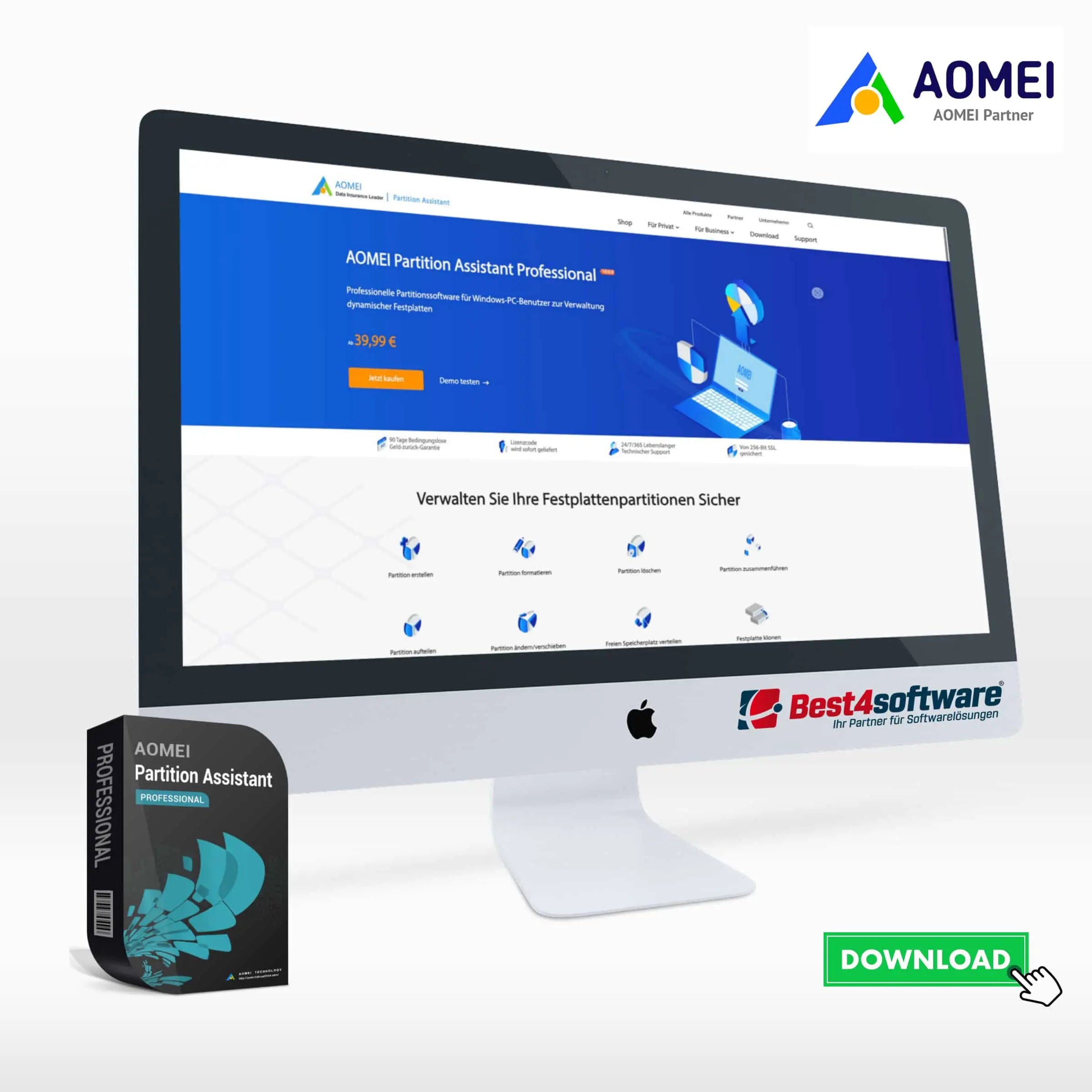 Best4software AOMEI Partition Assistant Professional 20.99 € AOPAPA  Partitions Manager