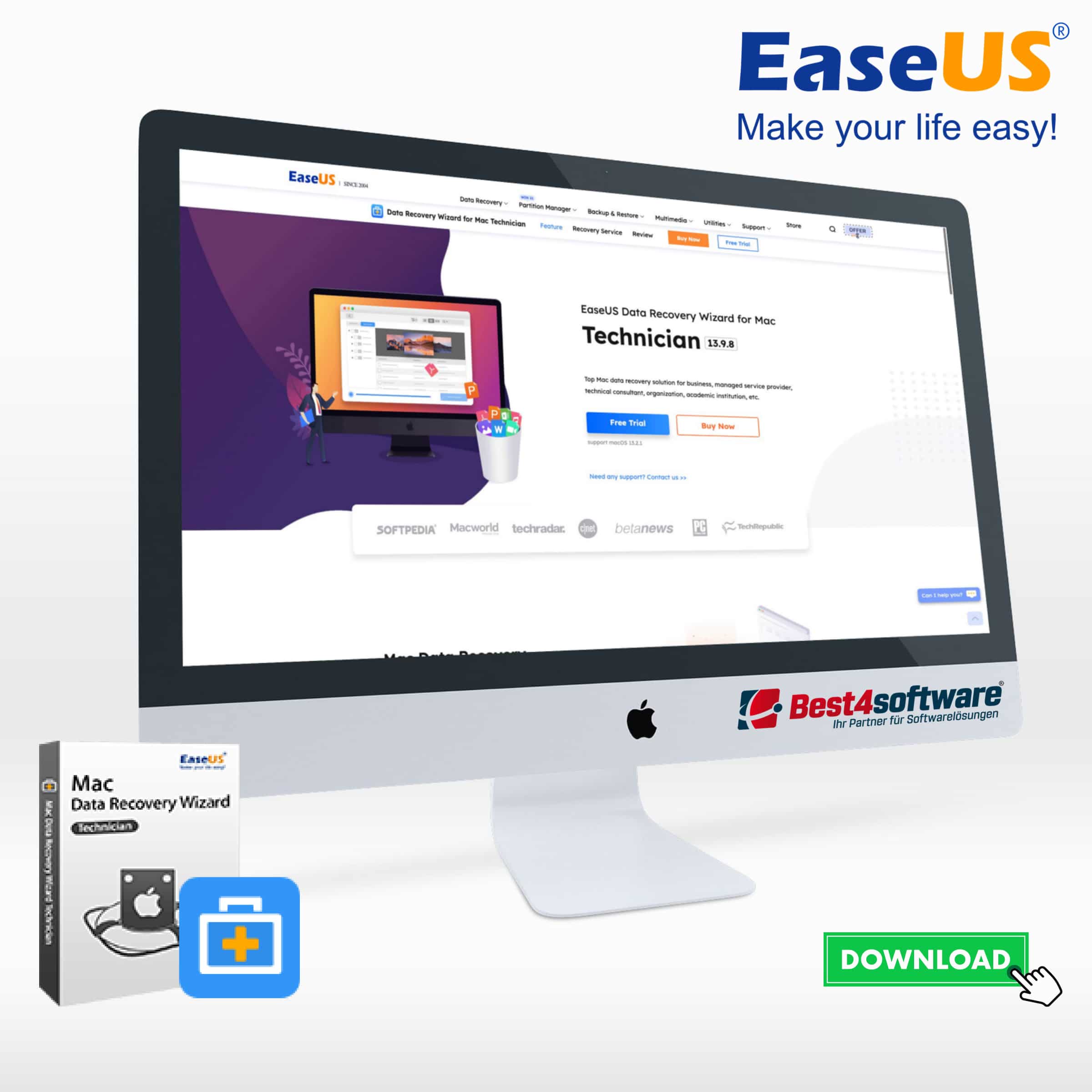 Best4software EaseUS Data Recovery Wizard for Mac Technician EUSDRWMTAV 199 Backup und Wiederherstellen