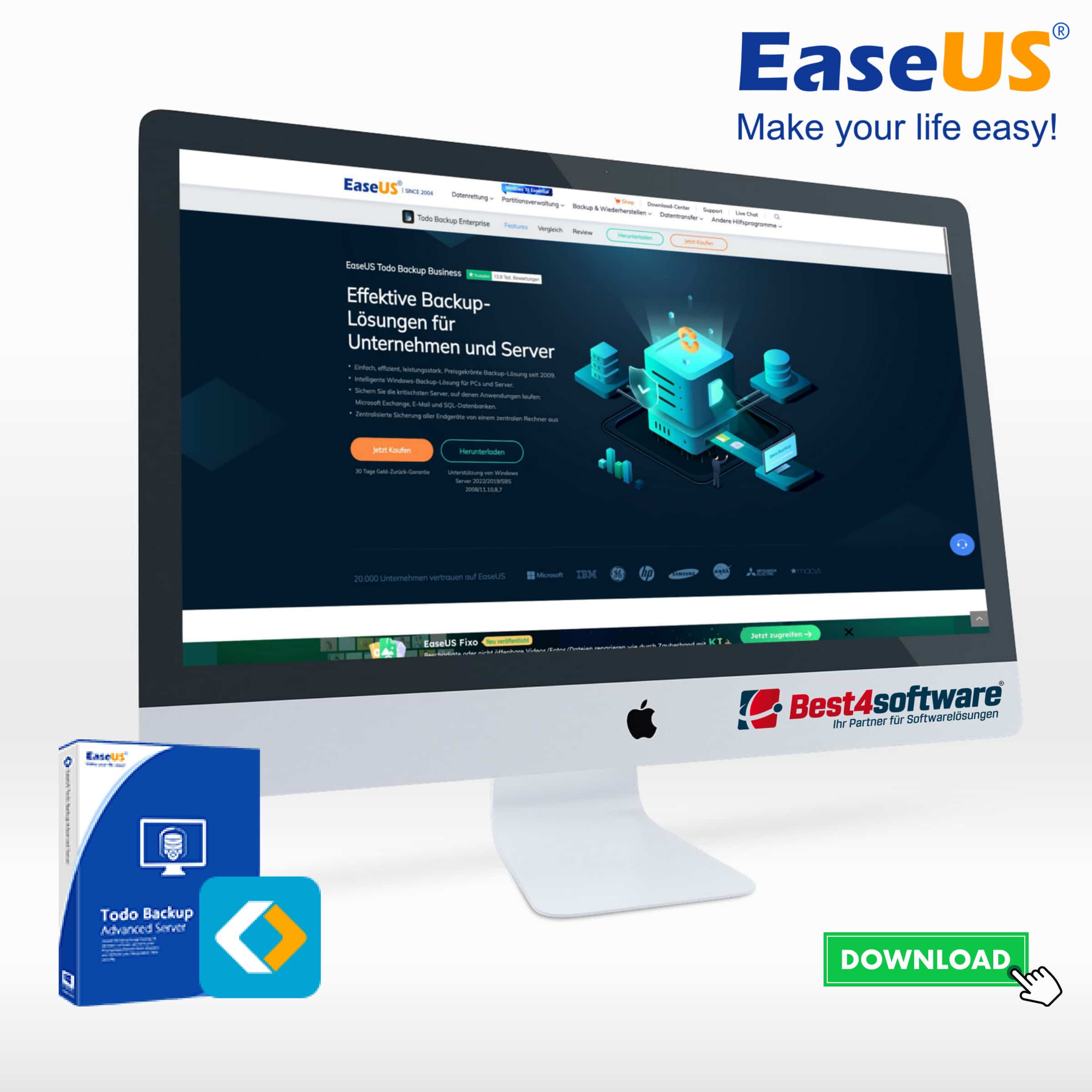 Best4software EaseUS Todo Backup Advanced Server EUSTBASAV 189 Backup und Wiederherstellen