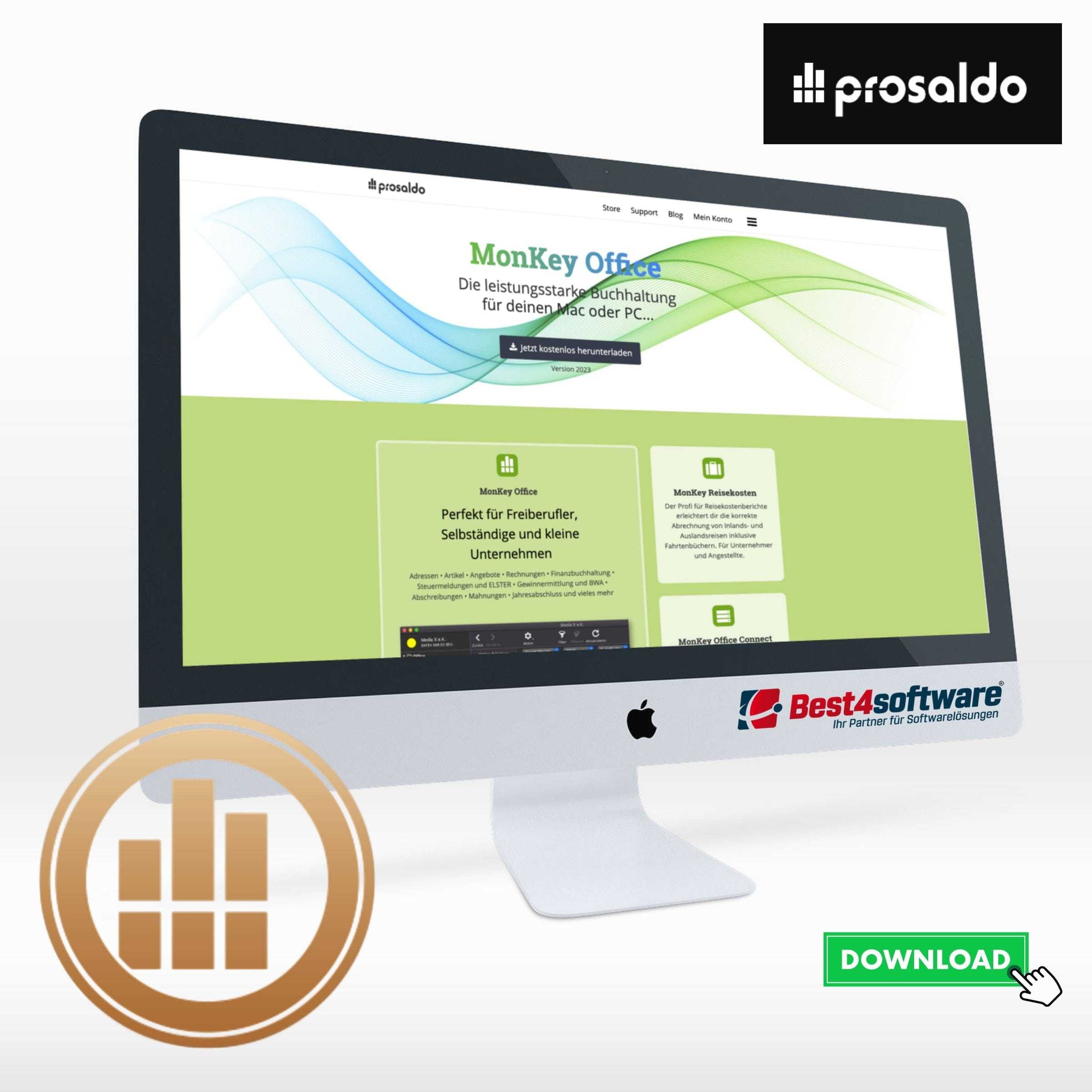 Best4software ProSaldo MonKey Office PRO Erweiterung für FIBU + REWE 2024 PSMO24PE 99 Finanzsoftware